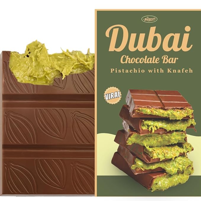 Dubai Kanafa Pistachio Chocolate Bar – Belgian Milk Chocolate Delight (190g)