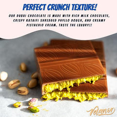 Dubai Kanafa Pistachio Chocolate Bar – Belgian Milk Chocolate Delight (190g)