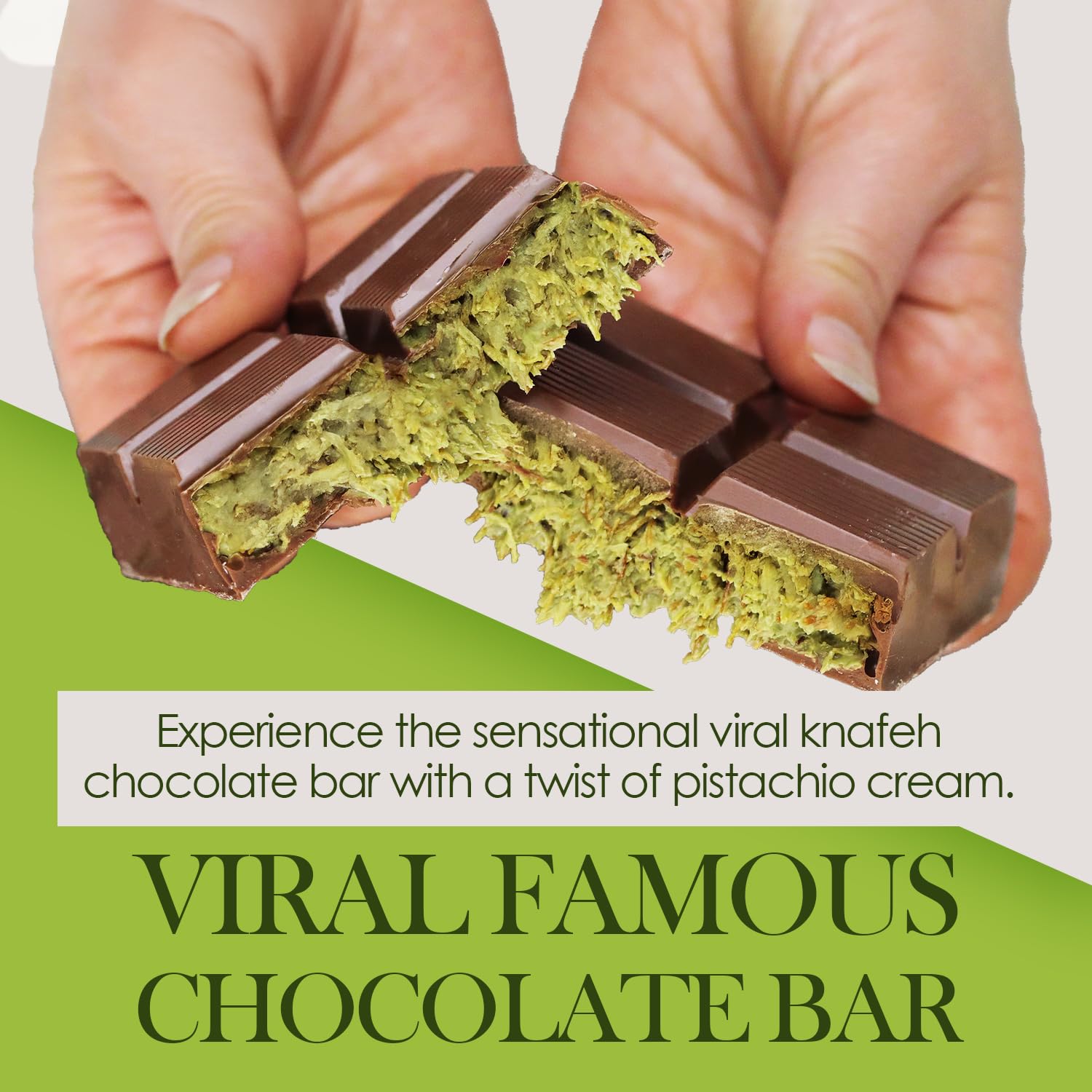 Dubai Pistachio Chocolate Bar – Milk Chocolate with Kataifi Crunch (200g)