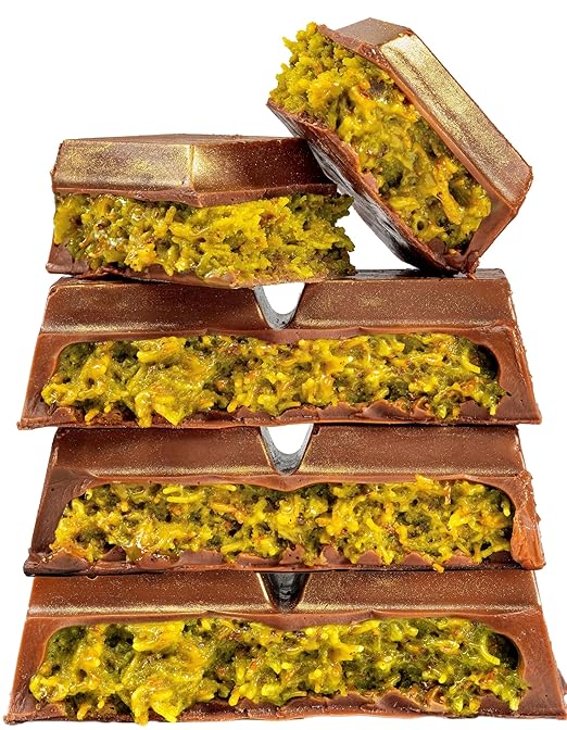 Gourmet Kunafa Pistachio Chocolate Bar – Milk Chocolate Dubai Delight