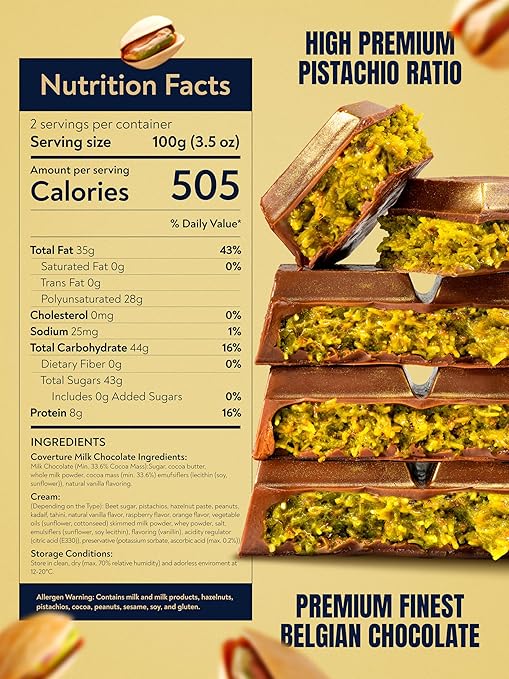 Gourmet Kunafa Pistachio Chocolate Bar – Milk Chocolate Dubai Delight