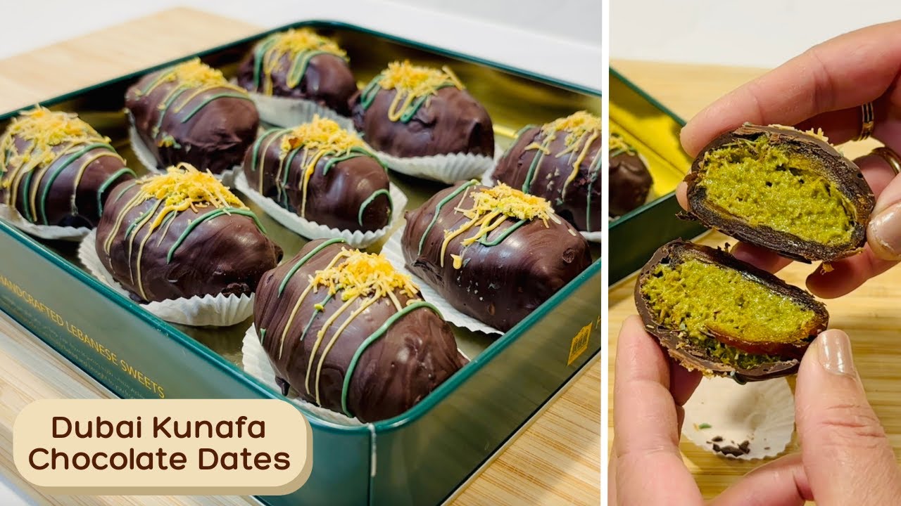 Dubai Kunafa Pistachio Chocolate Dates (21 Pieces | 16.01 oz / 1 lb / 454g)